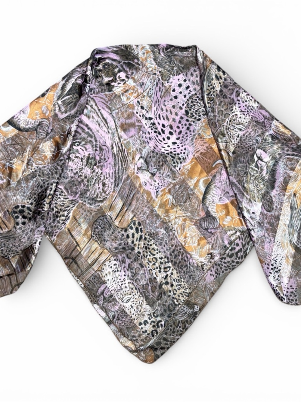 Vintage Esprit Animal Print Scarf in Lavender, Gold‎ & Black